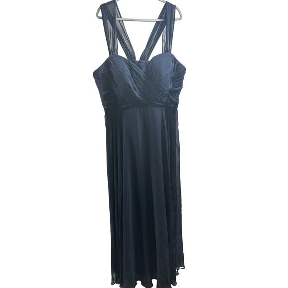Dressy Collection NWT Off-the-Shoulder Draped Chiffon Maxi Dress Midnight Sz 22W - Picture 3 of 8